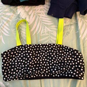 Cat & Jack bikini top - black and white polka dot with neon straps